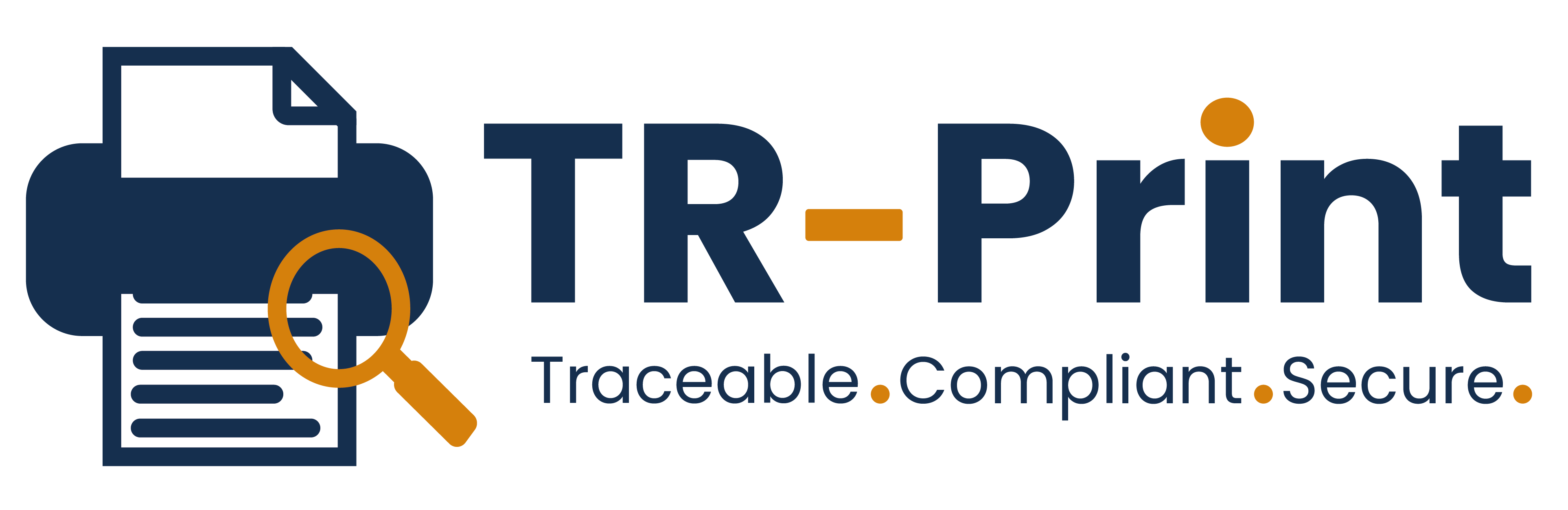 TR-Print logo with tagline Traceable. Compliant. Secure.
